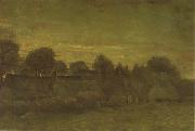 Vincent Van Gogh Village at Sunset (nn04) oil on canvas